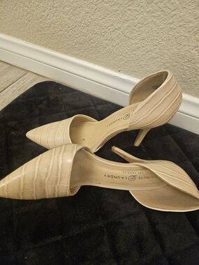 Chinese Laundry Croc-Embossed D'Orsay Heels in Nude